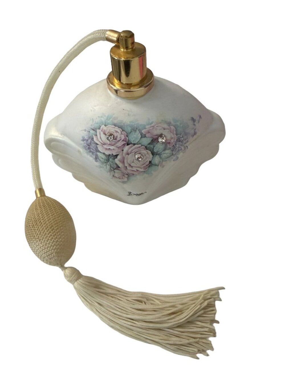 Vintage Berger Celebrations by Mikasa Italy Porcelain Perfume Atomizer Rhineston
